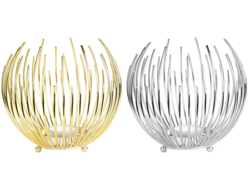 Riffelmacher Teelichthalter Strahlenkugel 11719 | Gold Silber - Kerzenhalter Windlicht