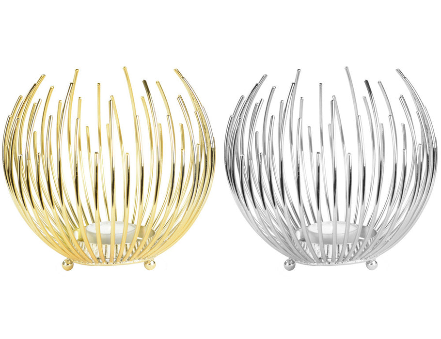 Riffelmacher Teelichthalter Strahlenkugel 11719 | Gold Silber - Kerzenhalter Windlicht