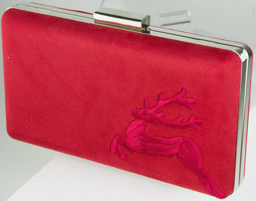 Handtasche mit Hirschstickerei | Clutch Rot