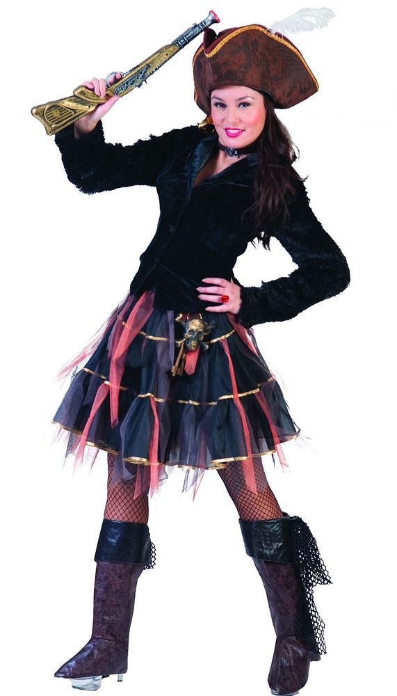 Fantasie Kostüm Rock Damen 50 cm - Schwarz Braun