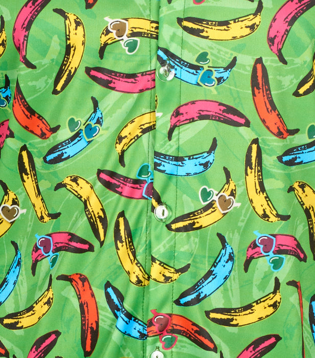 Pop Banana Retro Hippie Hemd für Herren | Grün