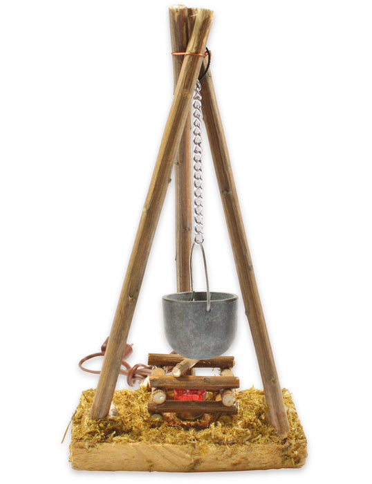 Mini Lagerfeuer mit Kessel und Licht E10 Ø 15 cm - 78288 | Zubehör Weihnachtskrippe