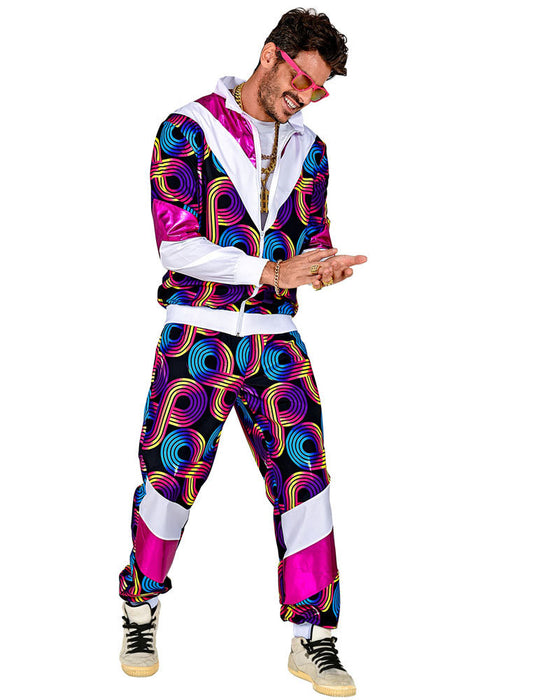 Party Trainingsanzug "Disco " für Erwachsene | Neon Blau