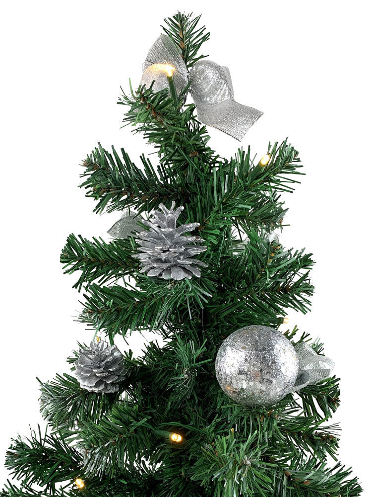 Geschmückter Weihnachtsbaum mit 20er LED Lichterkette - 50cm | 20258 - Silber