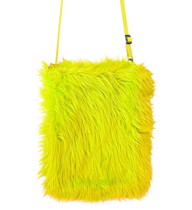 Neon Plüsch Handtasche 24 x 20 cm - Kostüm Zubehör 80er Jahre Rave Fasching Party