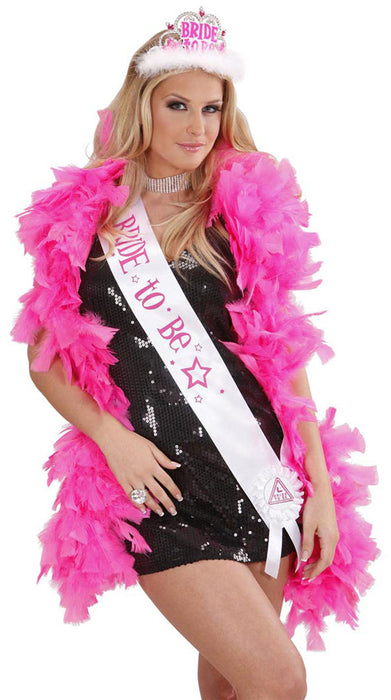 JGA Brautparty Accessoires - "Bride to Be" Schärpe Hochzeit - Weiß Rosa