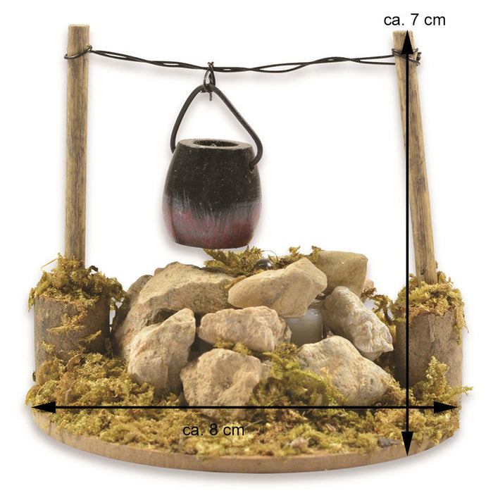 Riffelmacher "Feuerstelle mit Kessel" LED-Beleuchtung 8x7 cm 78347