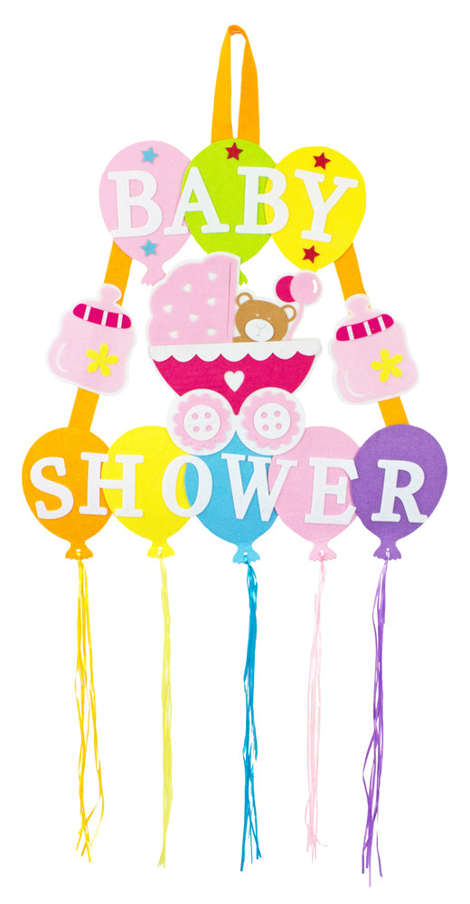 Baby Shower Party Dekoration - XL Wandbild mit Ballons 110 x 56 cm - Rosa