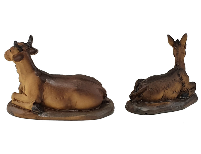 Riffelmacher Krippentiere Ochse & Esel 2-teilig | 4,4–6 cm | Braun 78049