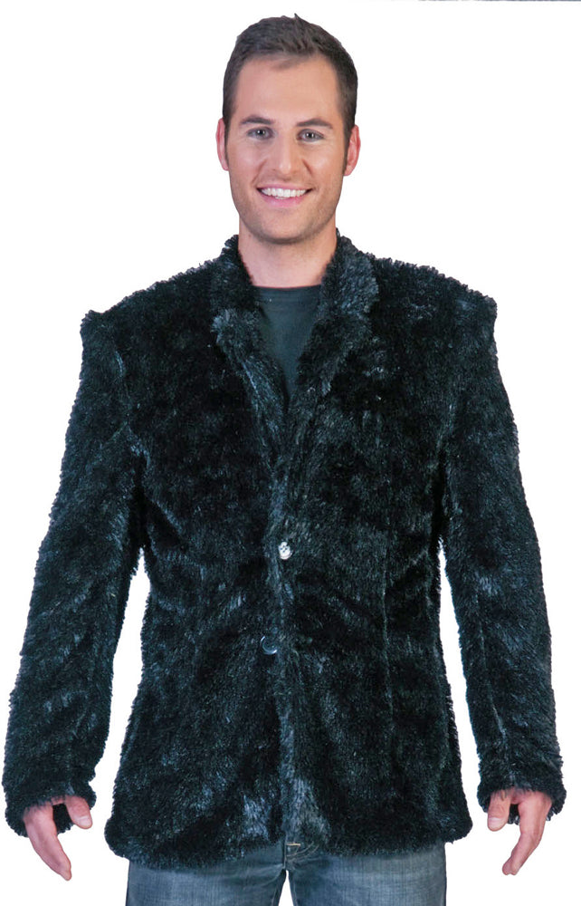 Hippie Jacke Clayton in Plüsch-Optik - Schwarz