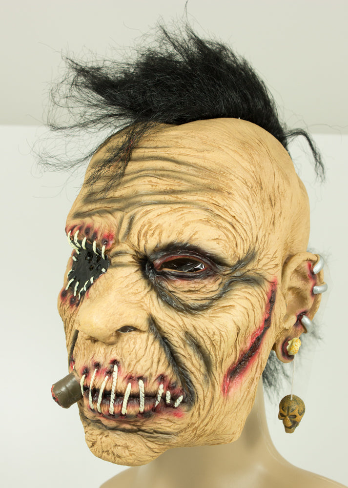 Zombie Irokese Maske mit zugenähtem Mund