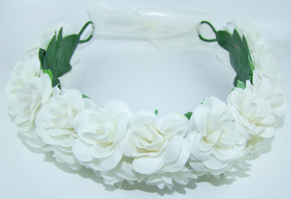 Blumenkranz zum binden mit Rosen - Weiß
