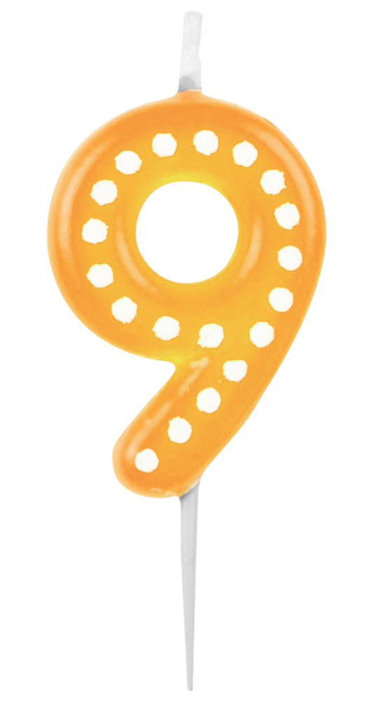 Zahlenkerze mit Punkten 6,5cm | Orange # 9