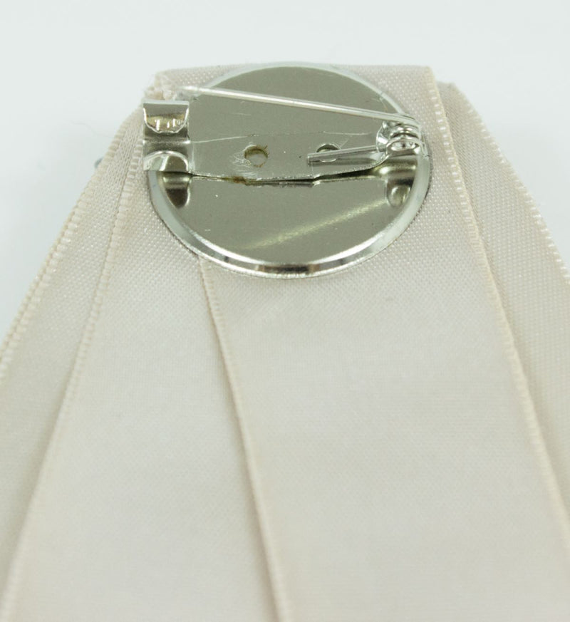 Brosche Barock Schleife mit Schmuckstein und Perlenketten - Natur