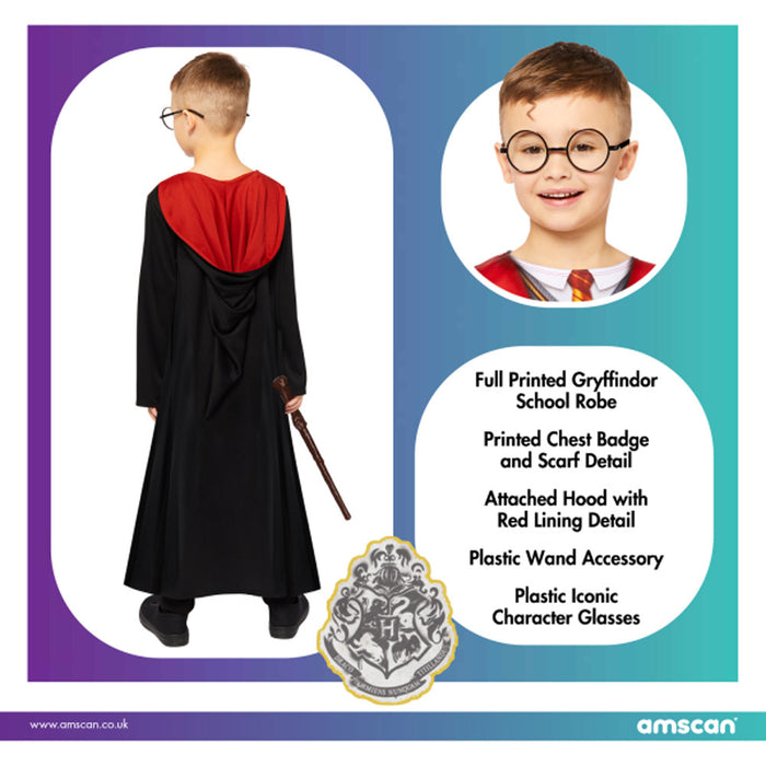 Harry Potter Deluxe Kostüm für Kinder - Schwarz Rot | Magier Zauberer