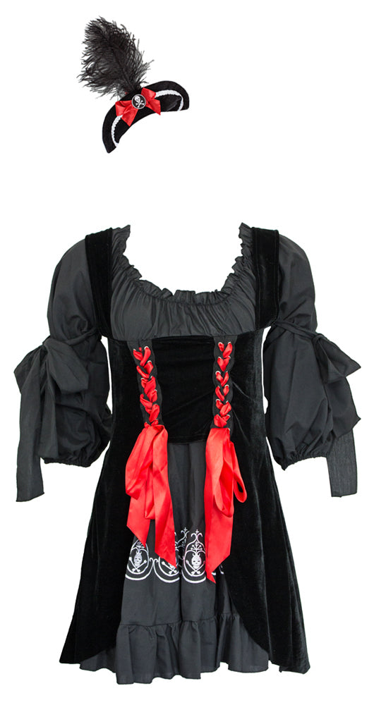 Piratin Sophia Kostüm für Damen - Kleid und Minihut