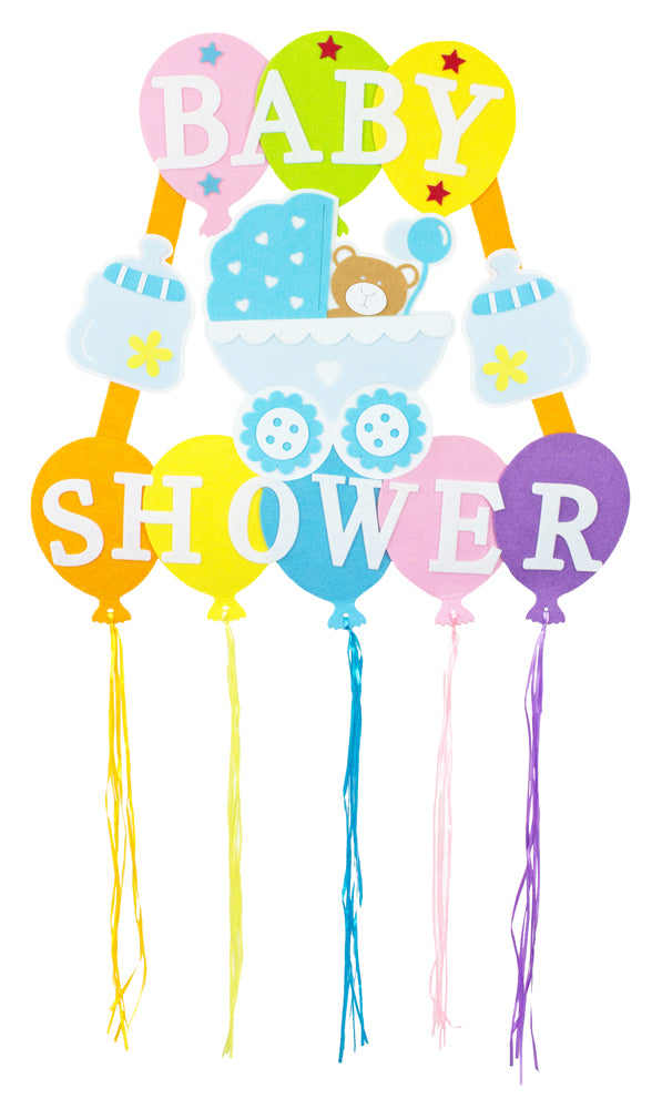 Baby Shower Party Dekoration - XL Wandbild mit Ballons 110 x 56 cm - Blau