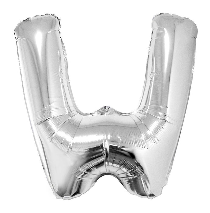 XXL Buchstaben Folienballon 100 cm - Silber Buchstabe W