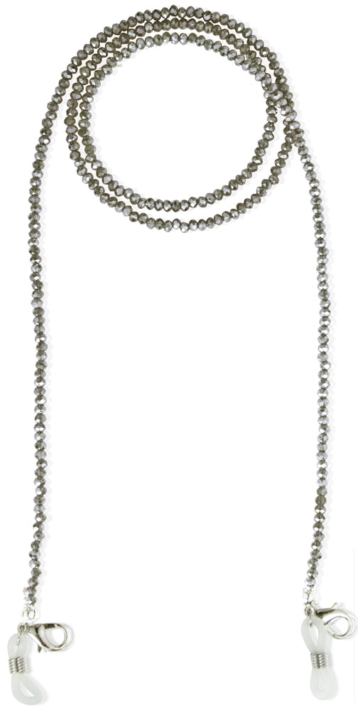Brillenkette Maskenkette mit Glaskristallperlen - Grau