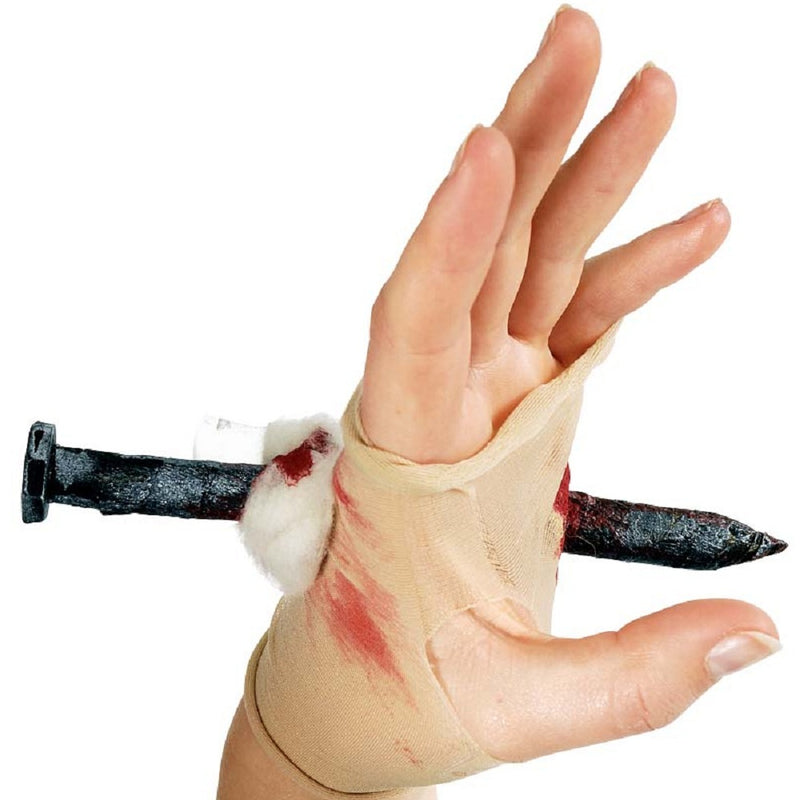 Handstrumpf mit blutigem Nagel