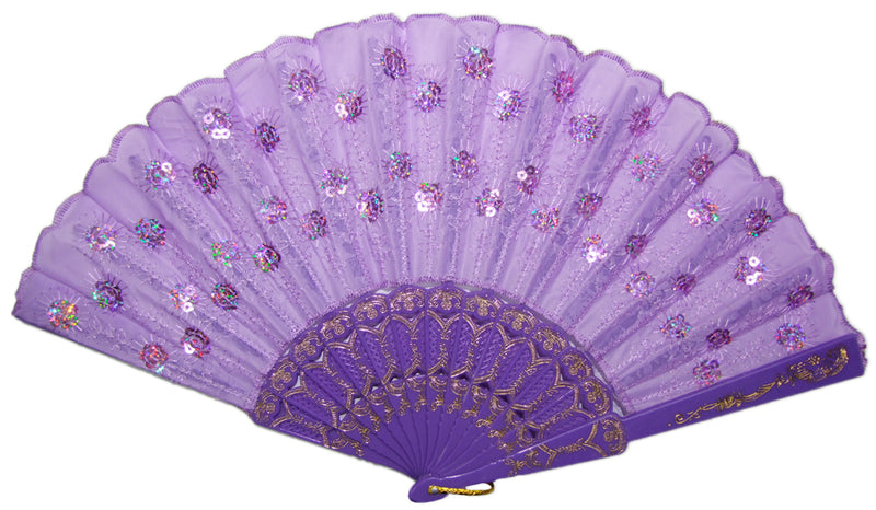 Barock Fächer mit Glitzer Pailletten | Zubehör Party Festival Karneval Kostüm