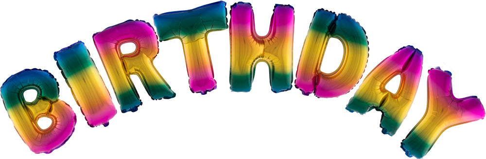 Folienballons Buchstabengirlande Happy Birthday - Regenbogenfarben