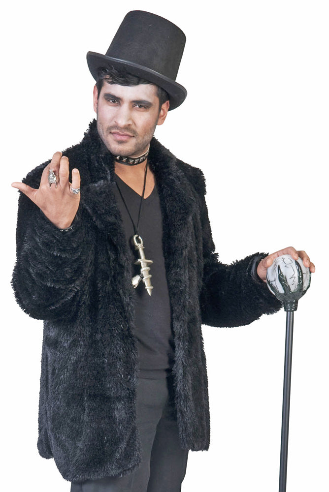 Hippie Jacke Clayton in Plüsch-Optik - Schwarz