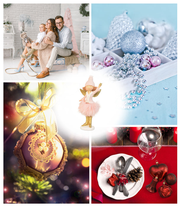 Riffelmacher Engel mit Mütze, Federkleid und Stern 75604 - Rosa Gold - 19 cm