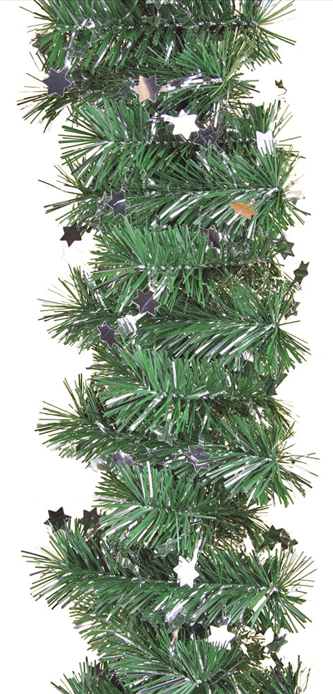Riffelmacher Tannengirlande mit Sternen 270cm 37902 - Grün Silber