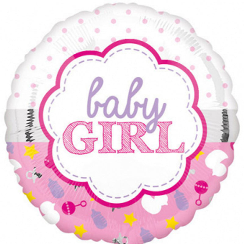 ABC18 Folienballon "Baby Girl" | Ø 43cm Rosa Babyparty Dekoration für Mädchen
