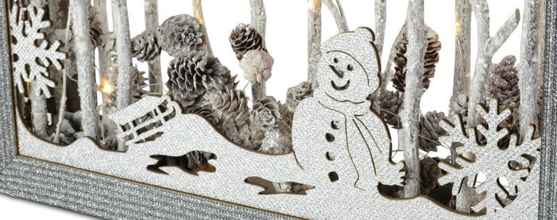 Riffelmacher LED Weihnachtsbild "Schneemann" 76672 - 37x25 cm | Silber Weiß