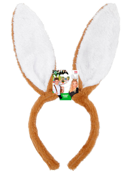 Haarreif mit Hasenohren - Braun Weiß | Zubehör Hasenkostüm Bunny