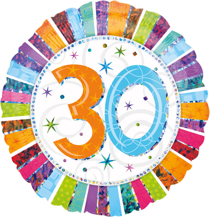 ABC18 Folienballon "30" Radiant Birthday Bunt | Ø 43cm
