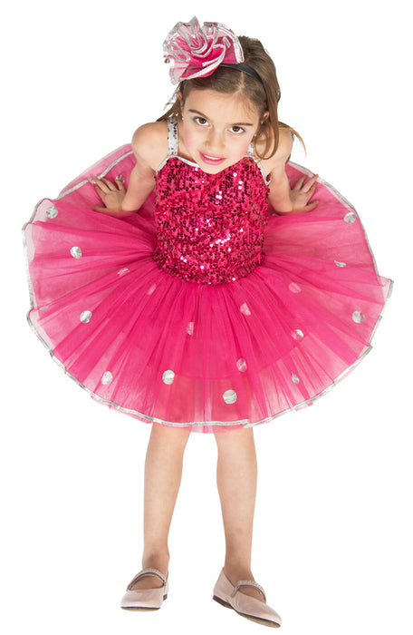 Ballerina Kostüm Kleid mit Pailletten für Mädchen | Pink