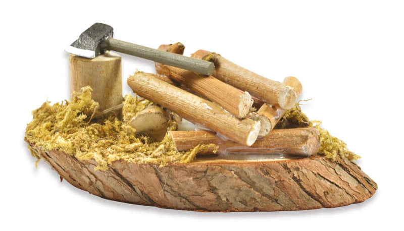 Riffelmacher Lagerfeuer mit Axt und LED-Beleuchtung Ø 11 cm- 78334 | Natur