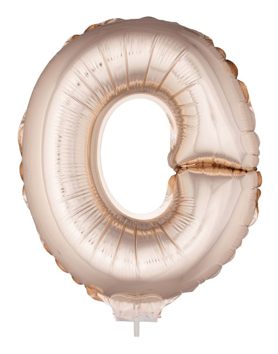 Buchstaben Folienballon mit Stab 41 cm - Roségold Buchstabe O