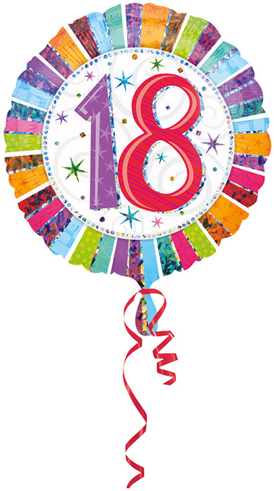 ABC18 Folienballon "18" Radiant Birthday Bunt | Ø43cm