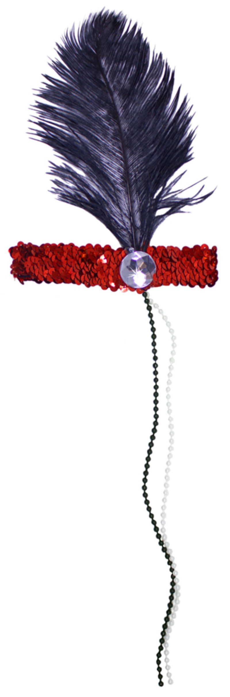 Charleston Feder Stirnband "Kira" - Rot Schwarz