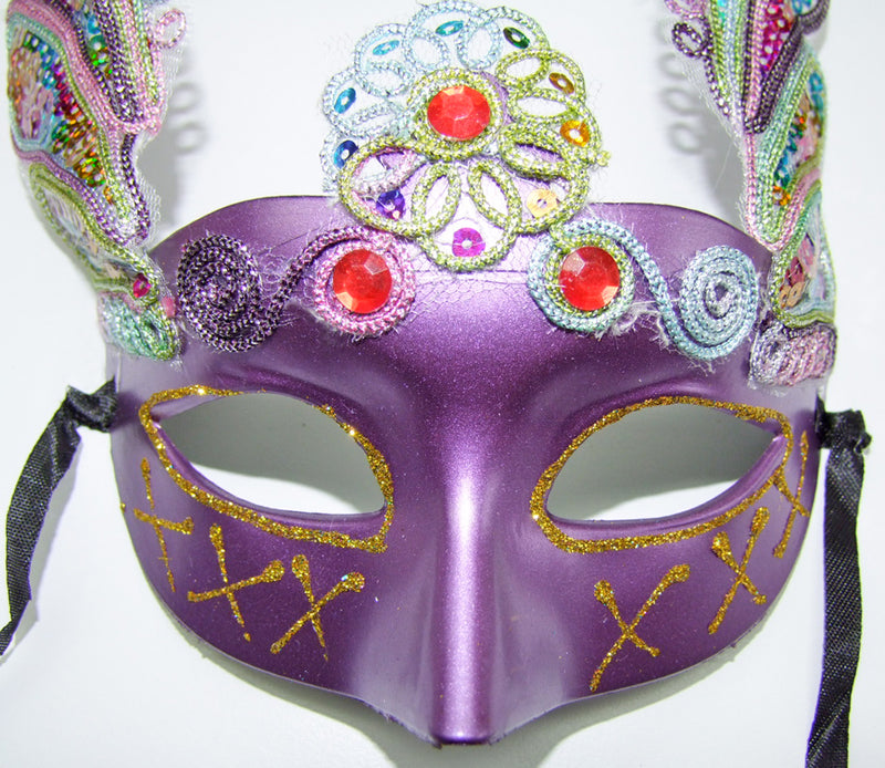 Augenmaske Florenz mit bunten Pailletten Lila
