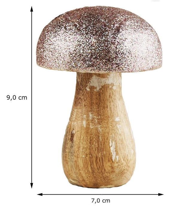 Riffelmacher Dekoration "Pilz" Mangoholz 74584 - 9 cm - Utopiaglitter Rosa