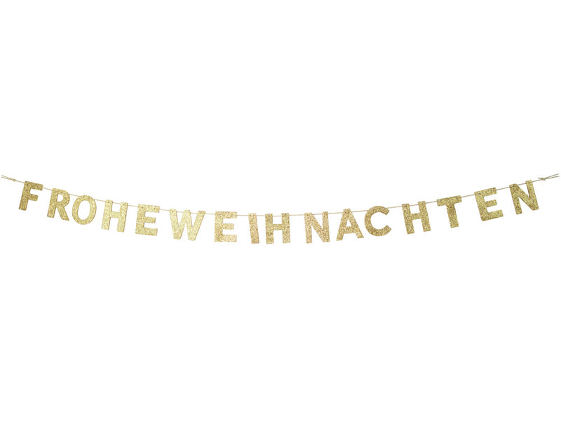Glitzer Holz Girlande "FROHE WEIHNACHTEN" 190x10 cm | Adventsdekoration