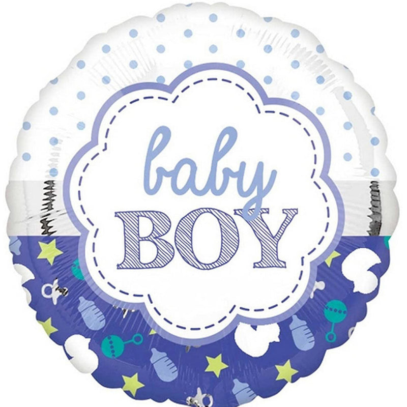 ABC18 Folienballon "Baby Boy" | Ø 43 cm Blau Babyparty Dekoration für Jungs