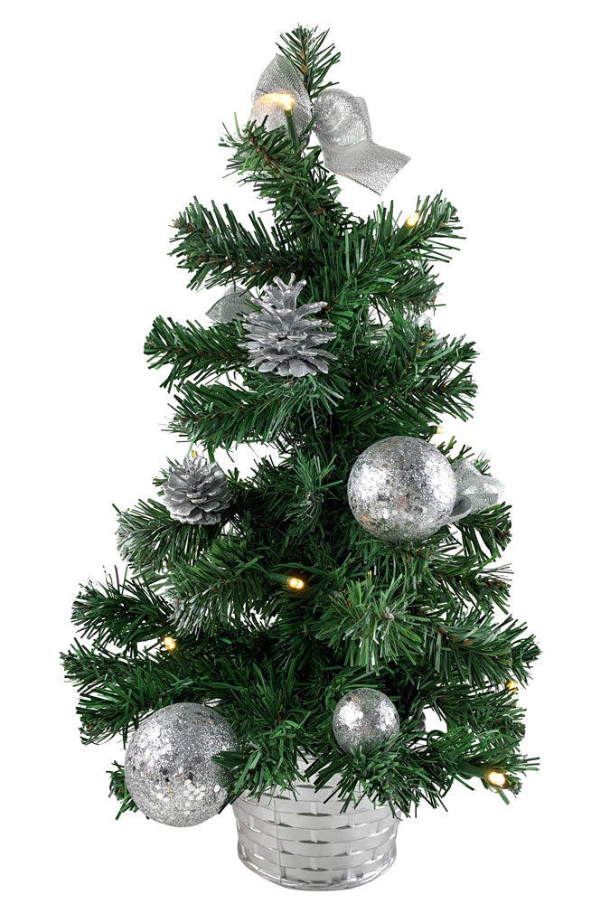 Geschmückter Weihnachtsbaum mit Deko und 20er LED Lichterkette - 50cm | Farbwahl