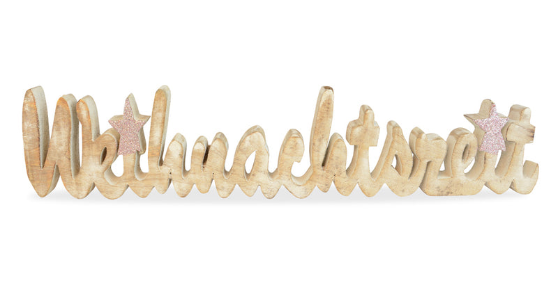 Riffelmacher Schriftzug "Weihnachtszeit" 74585 - Mangoholz - Natur Rosa 46cm
