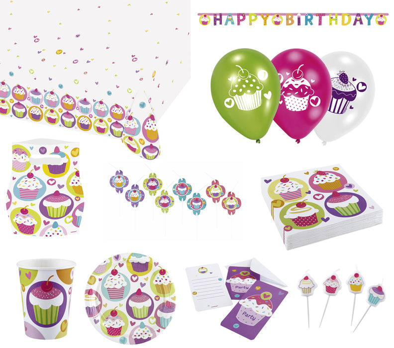 Cupcake Party Dekorations Artikel - 8 Teller