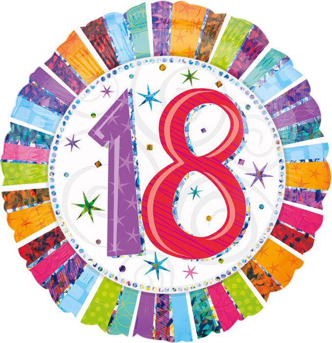 ABC18 Folienballon "18" Radiant Birthday Bunt | Ø43cm