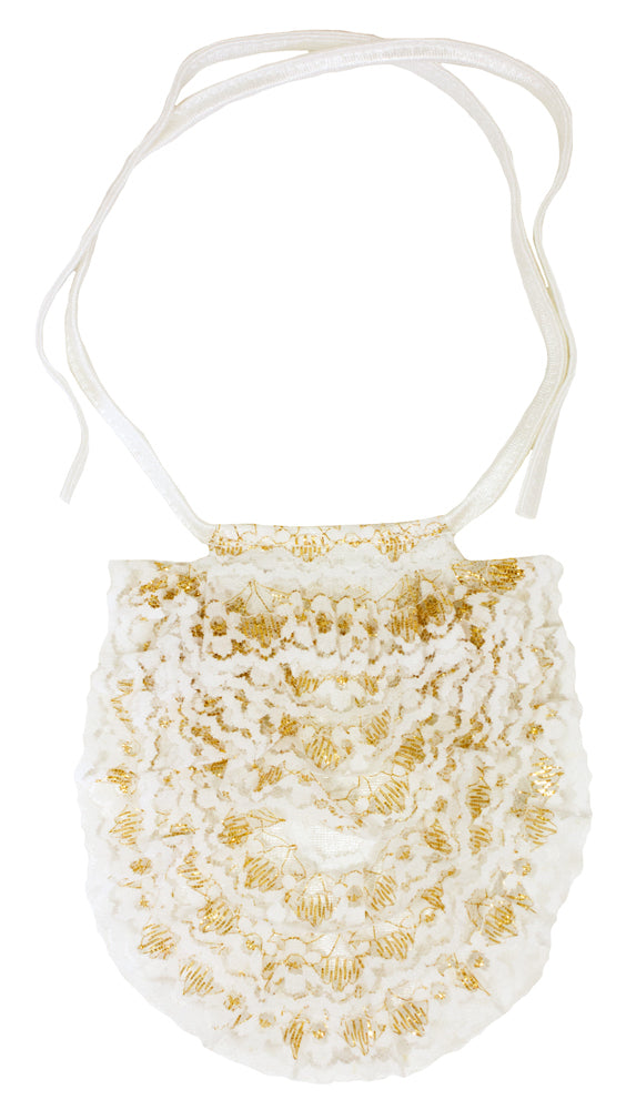 Jabot Halskrause zum Barock Kostüm - Weiss Gold