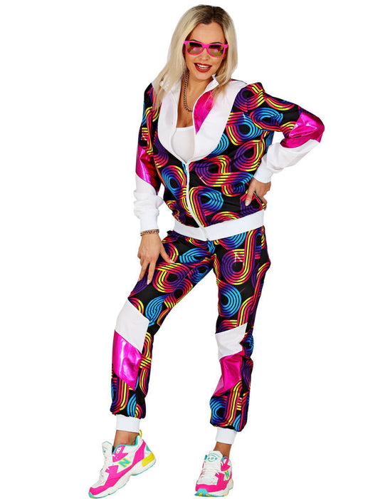 Party Trainingsanzug "Disco " für Erwachsene | Neon Blau