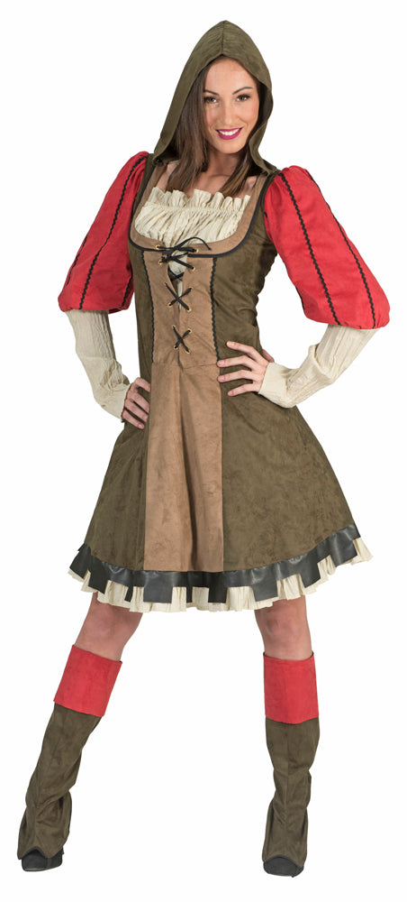 Lady Marian Robin Hood Kostüm für Damen - Grün Rot