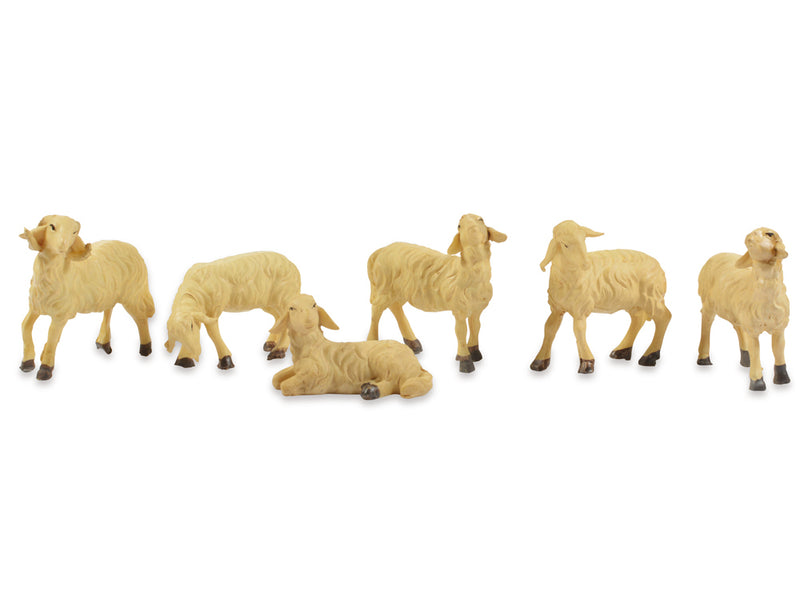 Schafe für Weihnachtskrippe - 6-tlg. Tierset Cremeweiß 4-6 cm | 78037
